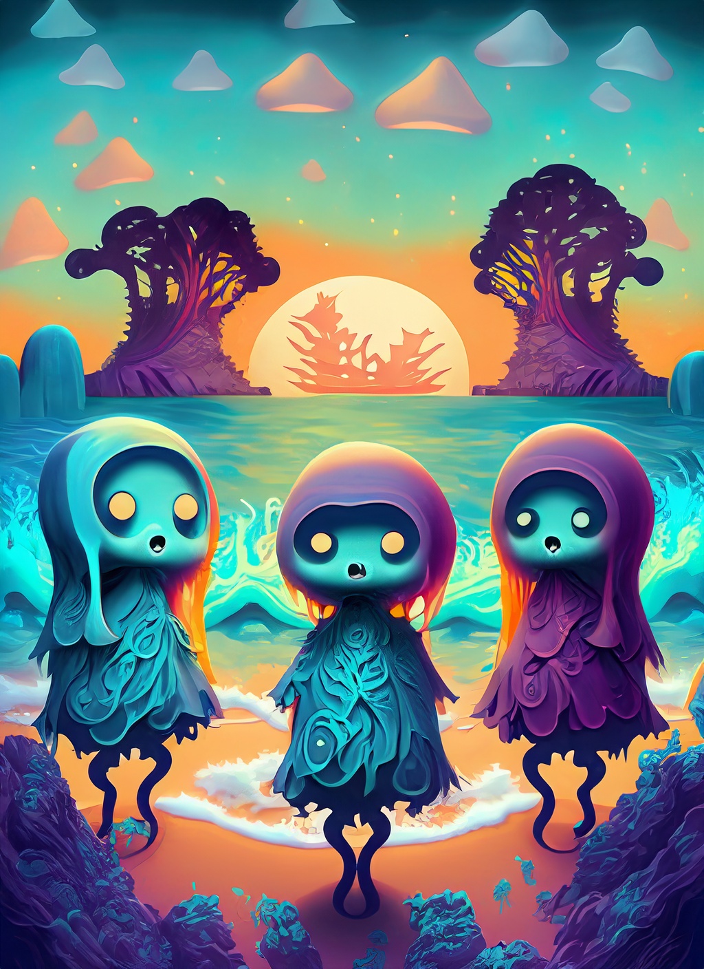 Firefly かわいい　怪しい　3匹の幽霊　海　沖縄　アール・ヌーヴォー 55687